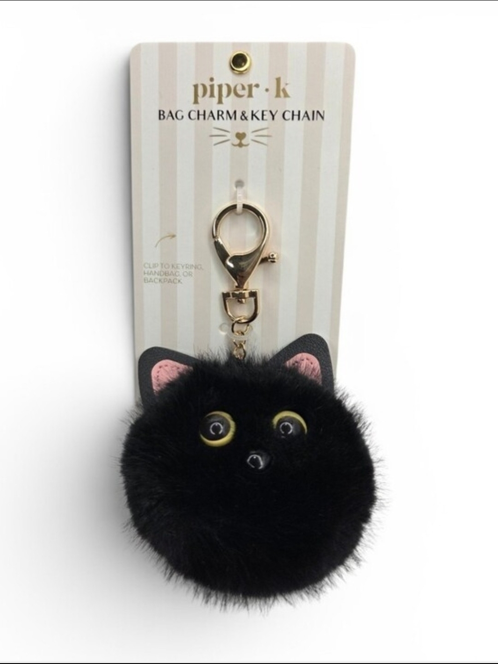 👉✨️ piper k Black Cat Pom Pom Bag Charm & Key Chain